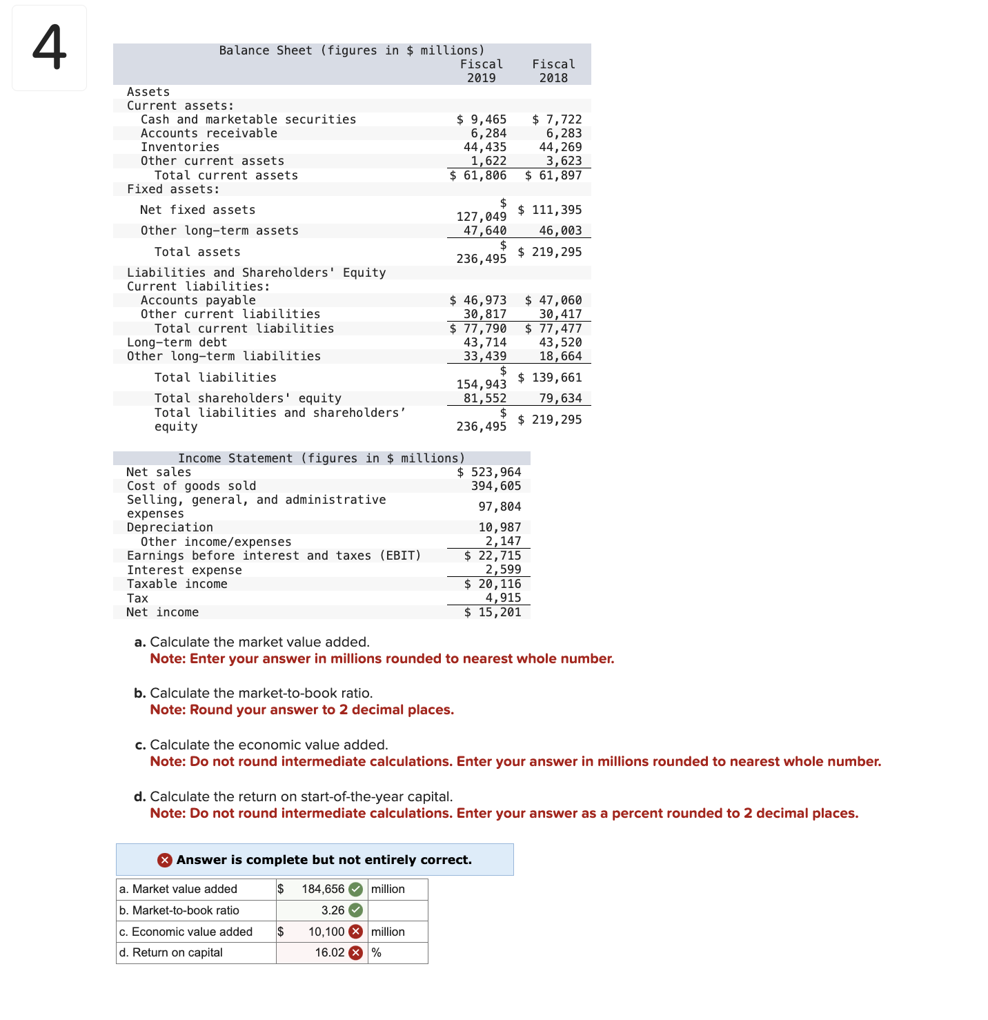  a. Calculate the market value added. Note: Enter your answer in