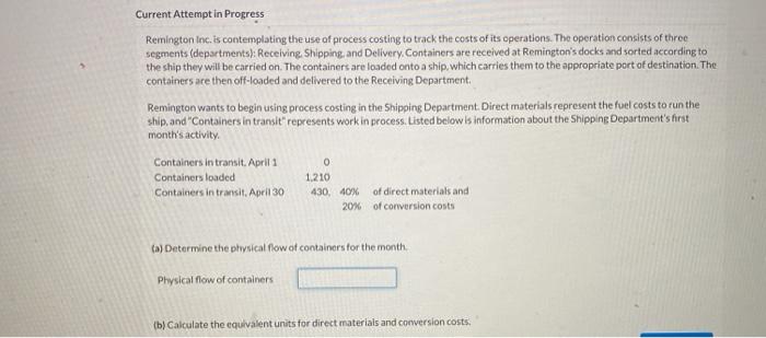  Current Attempt in Progress Remington Inc. is contemplating the use of