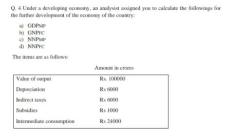  Q. 4 Under a developing economy, an analysis assigned you to