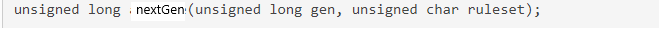 automata Background: Function signature: note that an unsigned long for the next
