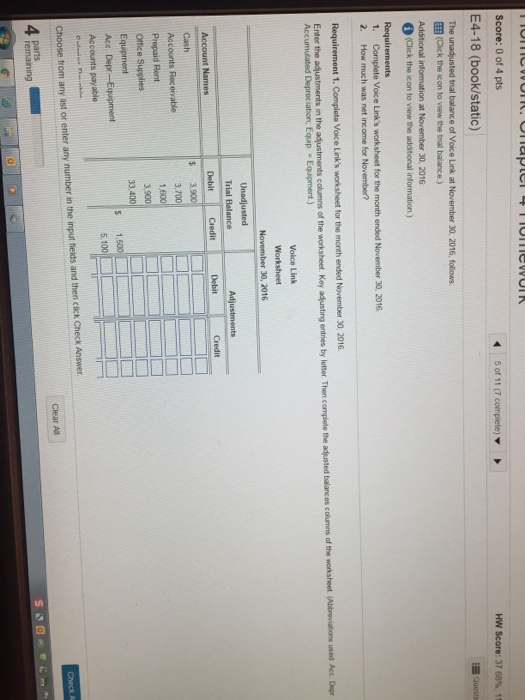  E418 accounting math question please answer in format shown Score: 0