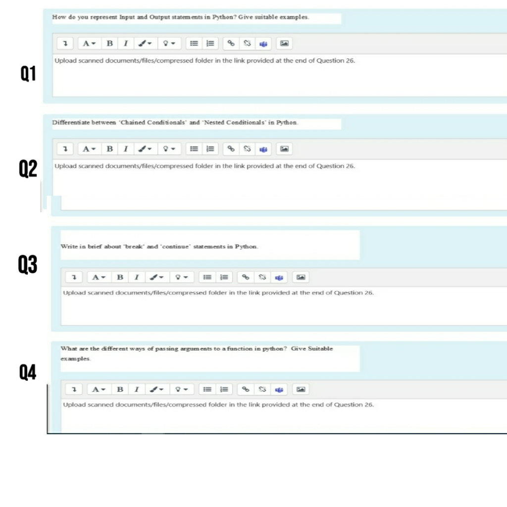  How do you represent input and Output statements in Python? Give