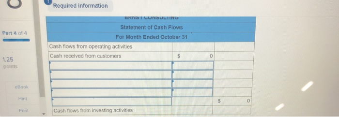 earnings, October 1 as $0. Cash Accounts receivable office supplies Land office