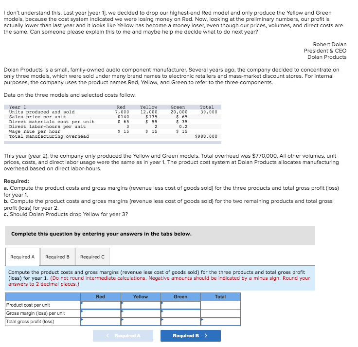  I don't understand this. Last year [year 1), we decided to