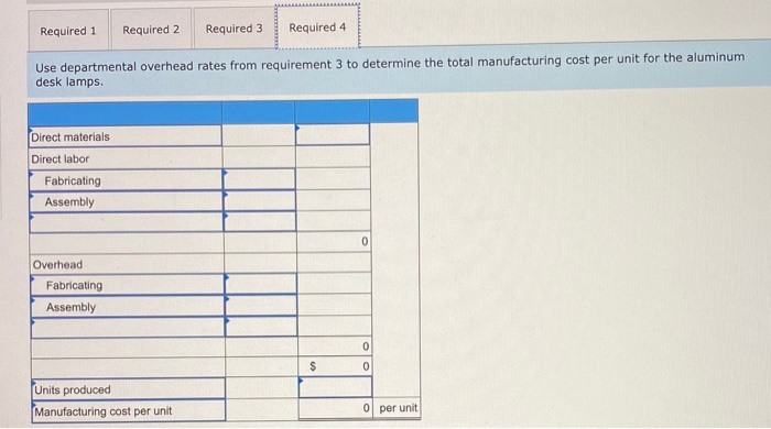 the fabricating department and assembled in the assembly department. Information related to
