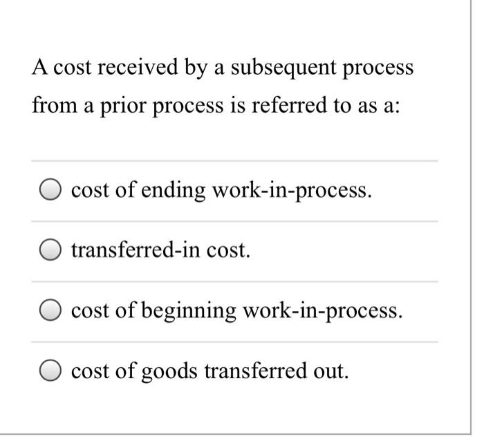  A cost received by a subsequent process from a prior process