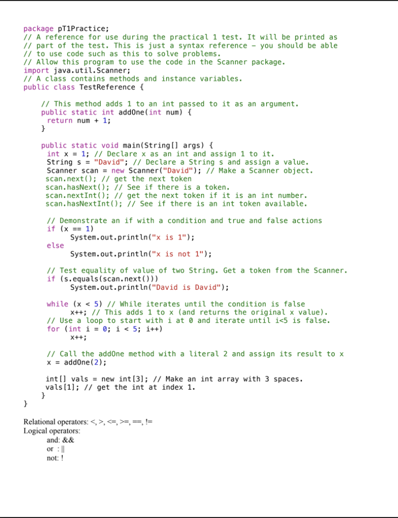 My professor gave this practice as a study guide for the test,