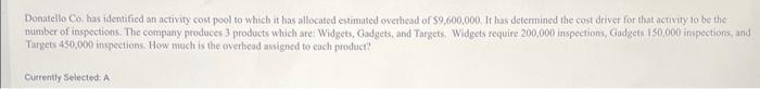  Donatello Co. has identified an activity cest pool to which it