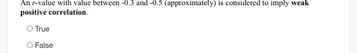  An r-value with value between -0.3 and -0.5 (approximately) is considered