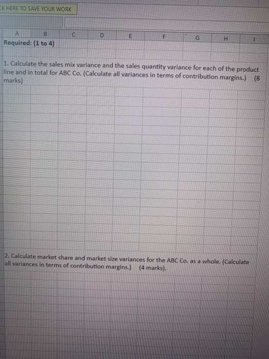 G H 1 Revenue Variance Analysis (18 Marks) 2 3 ABC Co.
