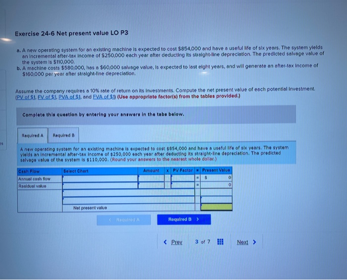  Exercise 24.6 Net present value LO P3 0. A new operating