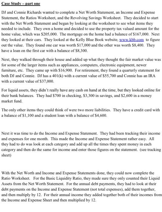 help with savings with this case study Case Study - part one