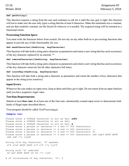 5, 2018 Programming Assignment 5 (40 points) Due date: February 14, 2018at