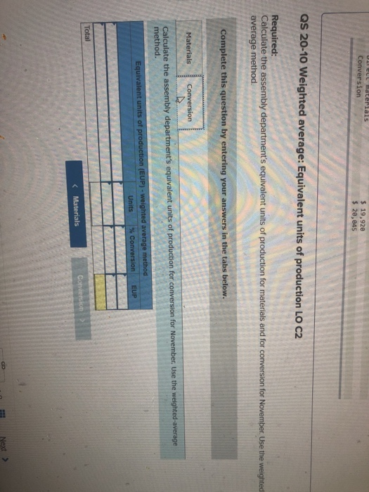 20-10 Weighted average: Equivalent units of production LO C2 average method sion