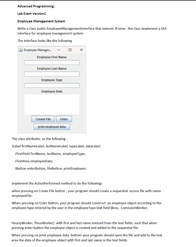  CSIS-225, Advanced Programming Lab 1: Java RefresherAdvanced Programming: Lab Exam Version1
