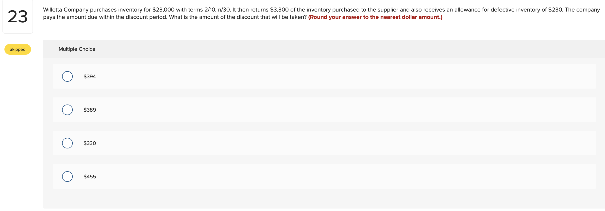 as a(n): ) Multiple Choice Skipped $39 addition to the book balance.