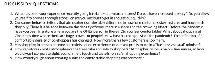  1. What has been your experience recently going into brick-and-mortar stores?