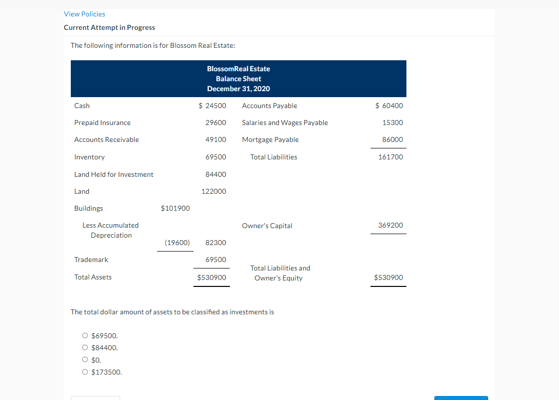  View Policies Current Attempt in Progress The following information is for