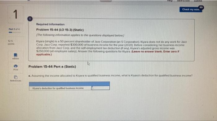 Problem 15-44 nep VEGET SUM 99 Check my work 1 Part 1