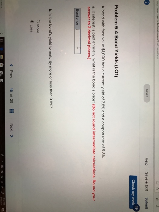  Saved Help Save& Exit Submit 19 Check my work Problem 6-4