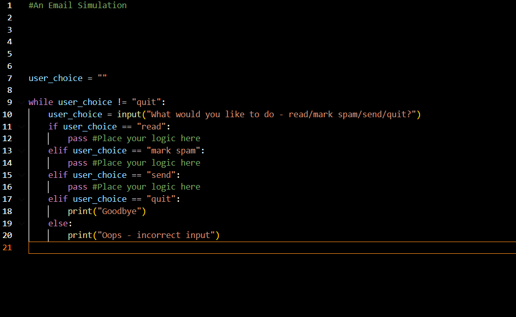 if I should write the code in the email simulation file or