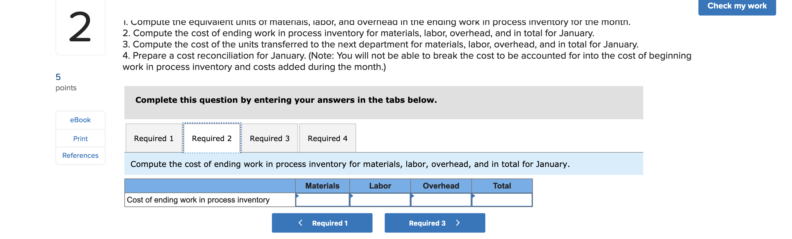 costing system. During January, the Delta Assembly Department completed its processing of