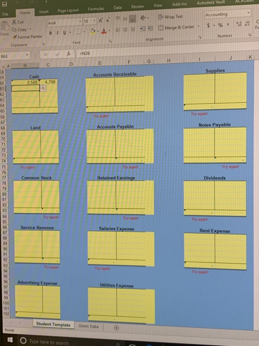 beginning balances 7 Account Title 8 Cash 9 Accounts receivable 10 Supplies