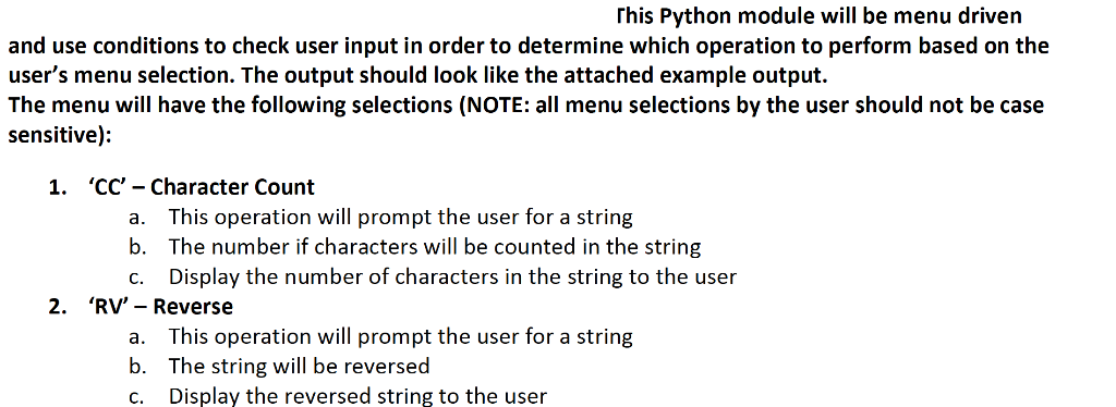 Sample Output should look like this. This Python module will be