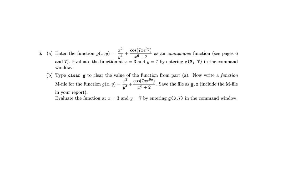  x2 cos(7.cey) 6. (a) Enter the function g(x,y) = 1 +