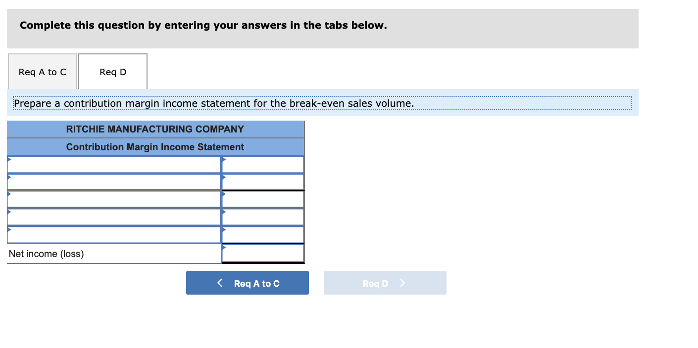margin income statement LO 3-1 Ritchie Manufacturing Company makes a product that