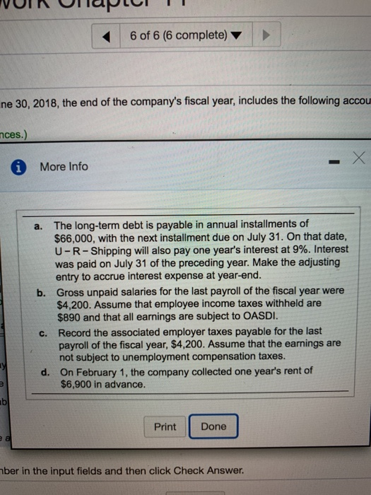 (similar to) Question Help The general ledger of U-R-Shipping at June 30,