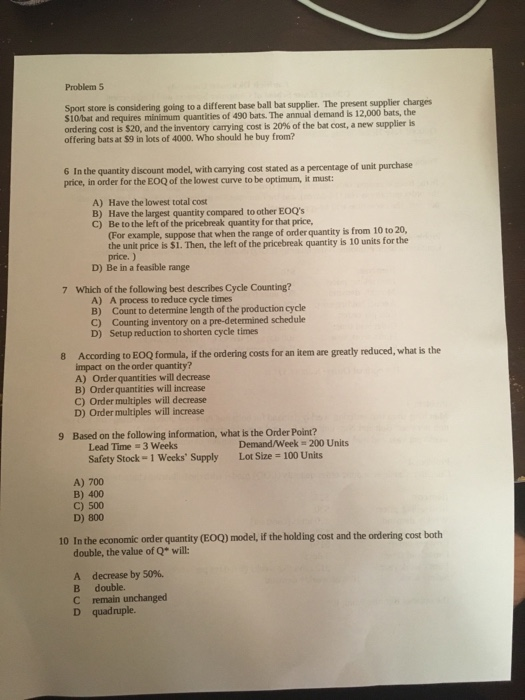 monthly demand is a constant 460 units, the order quantity is 168