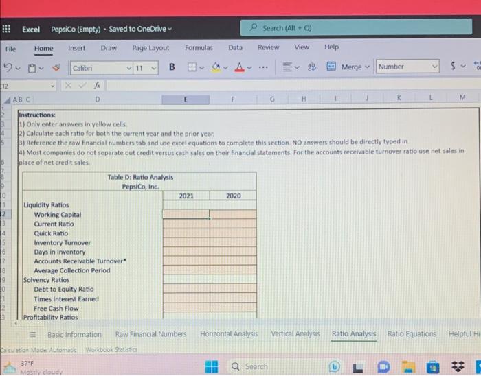 need help determining how to fill out the ratio analysis section of