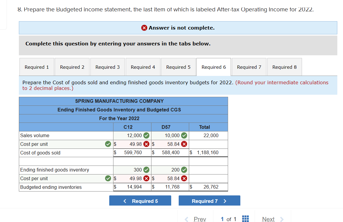  Spring Manufacturing Company makes two components identified as C12 and D57.