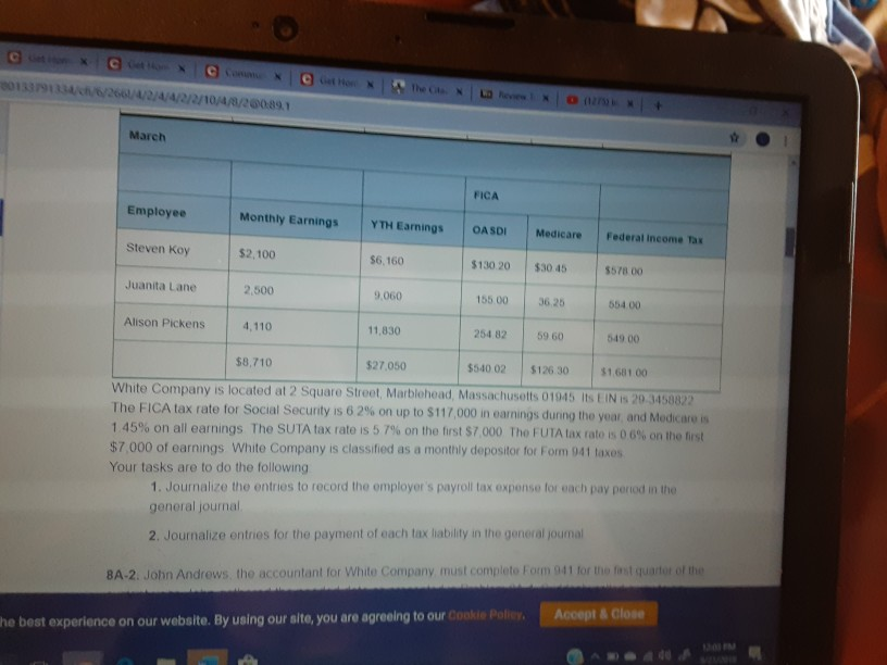 is the monthly payroll of White Company, owned by Dana White. Employees