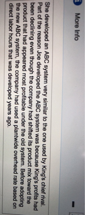 parts is now a feasible allocation base because King re installed a