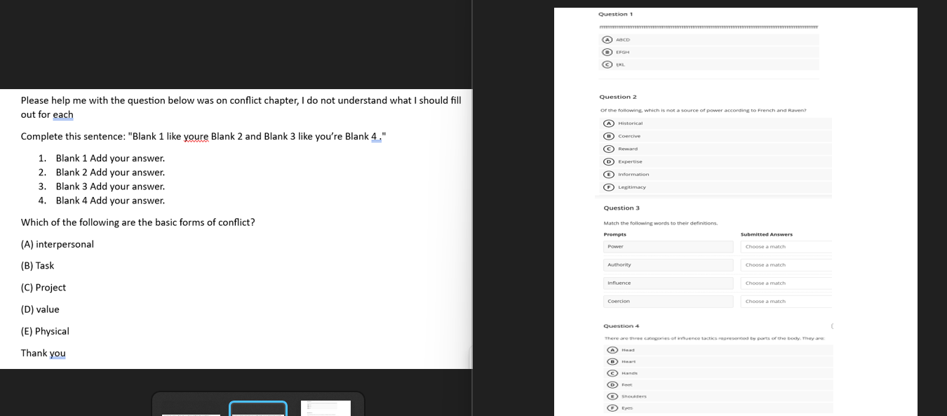  Please help me with the question below was on conflict chapter,