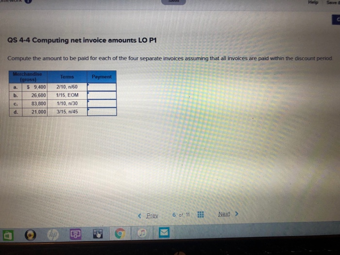  Help Save B QS 4-4 Computing net invoice amounts LO P1