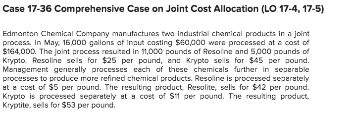  Case 17-36 Comprehensive Case on Joint Cost Allocation (LO 17-4,17-5) Edmonton