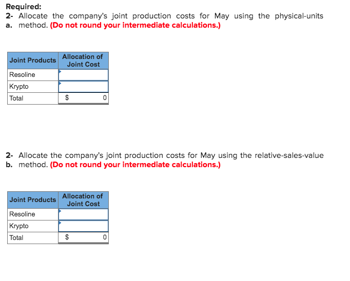 Chemical Company manufactures two industrial chemical products in a joint process. In