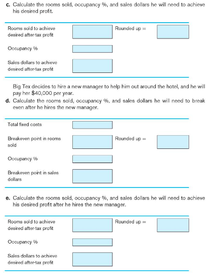 Saloon Inn. He now provides you with the following information about his