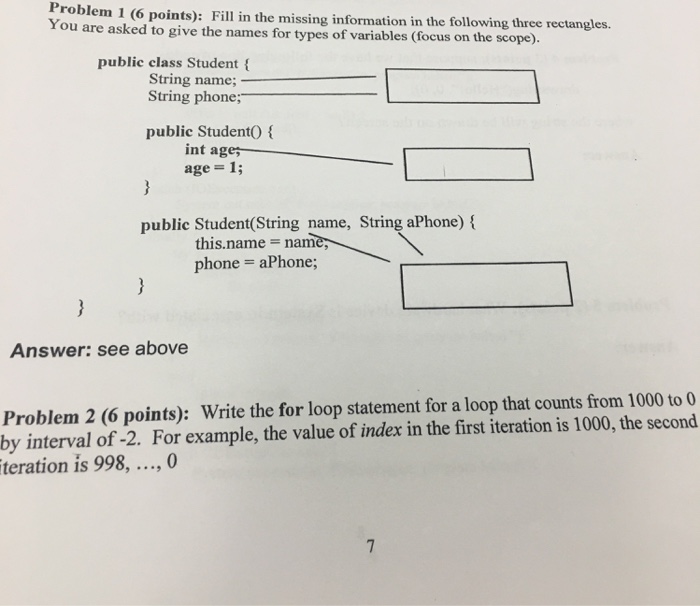  Please answer all questions answer. Problem 1 (6 points): Fill in