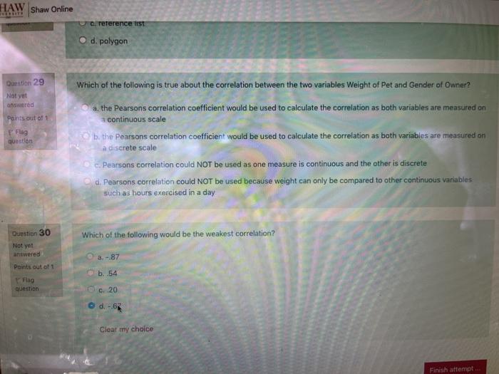  HAW Shaw Online e reference list O d. polygon Question 29