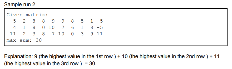 integer array with 10 columns, and the number of rows. The function