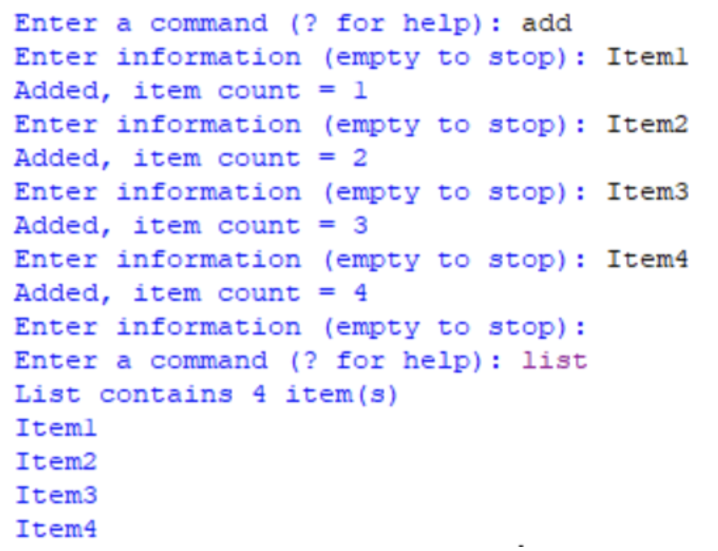 manager program. Below is a list of required functions, where t is