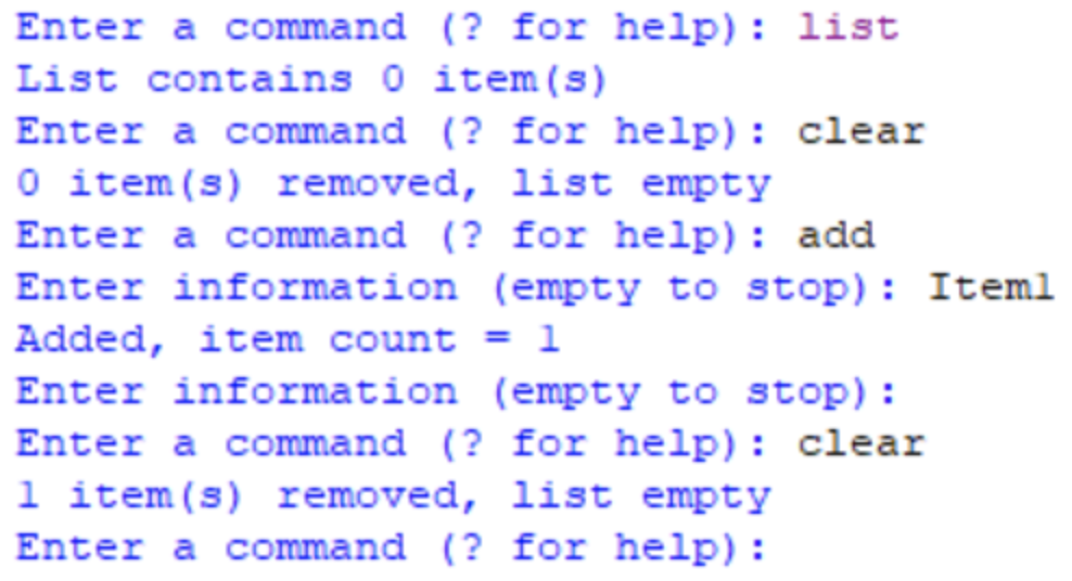 a list parameter. You should create all of these functions in your