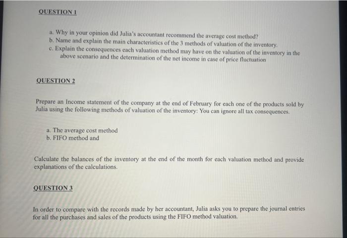 income in case of price fluctuation QUESTION 3 In order to compare