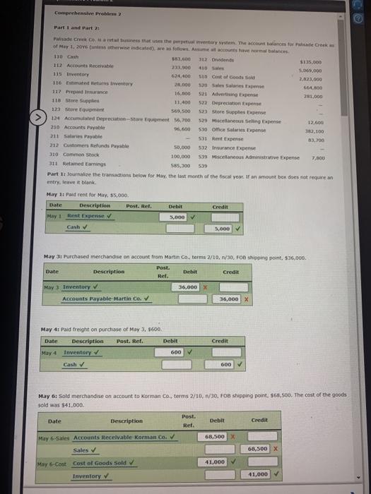 answer part 10 Comprehensive Problem Part 1 and Part 1 Palisadece Canapeal