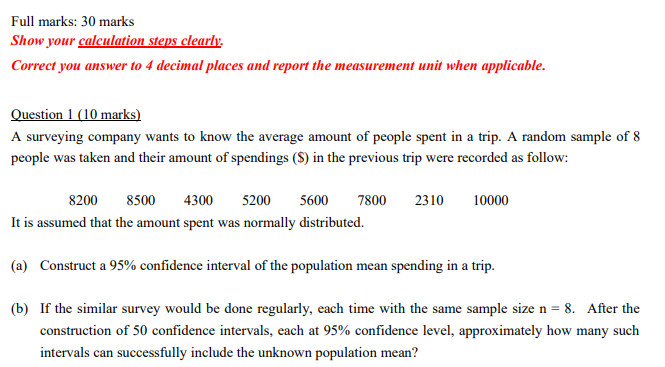  Full marks: 30 marks Show your calculation steps clearly. Correct you