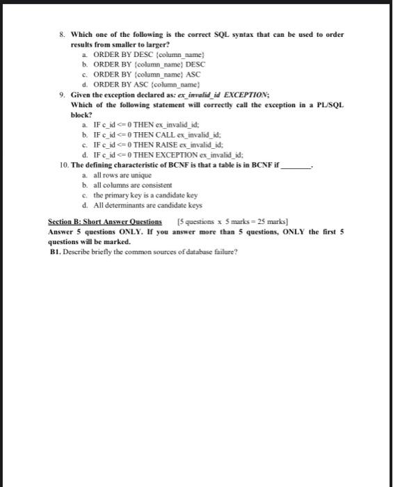 10 questions x I mark - 10 marks] Choose the correct answer